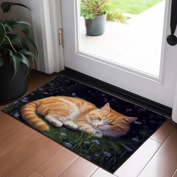 Painting Cat Doormat Floor Mats Washable Rugs Kitchen Mat Non-Slip Oil Proof Rug Indoor Outdoor Mat Bedroom Decor Bathroom Mat Entrance Rug