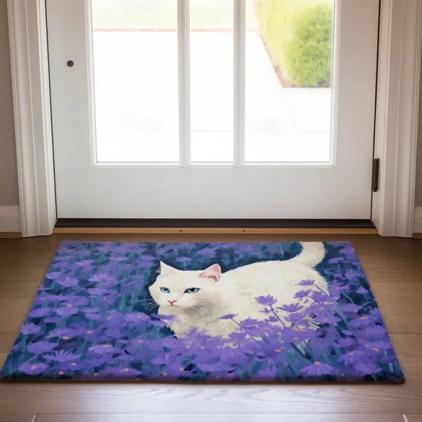 Painting Cat Doormat Floor Mats Washable Rugs Kitchen Mat Non-Slip Oil Proof Rug Indoor Outdoor Mat Bedroom Decor Bathroom Mat Entrance Rug