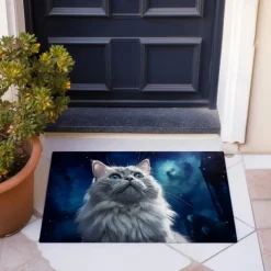 Painting Cat Doormat Floor Mats Washable Rugs Kitchen Mat Non-Slip Oil Proof Rug Indoor Outdoor Mat Bedroom Decor Bathroom Mat Entrance Rug