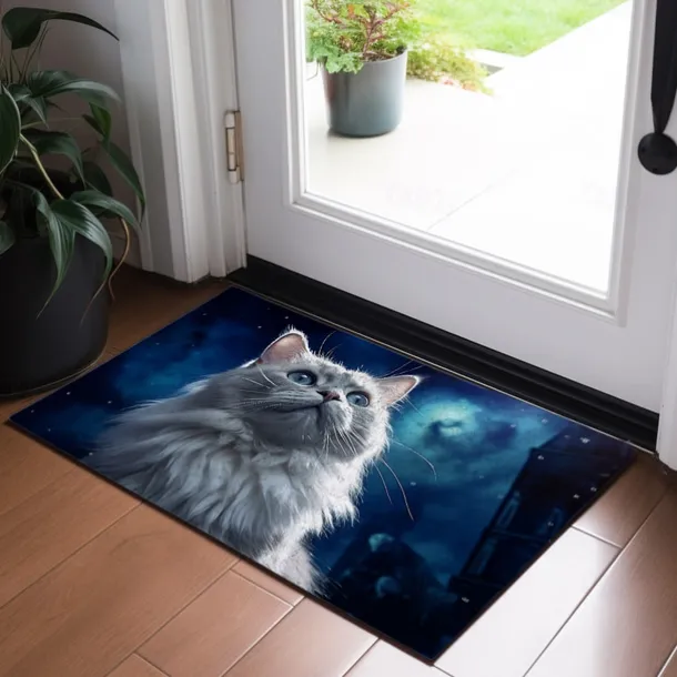 Painting Cat Doormat Floor Mats Washable Rugs Kitchen Mat Non-Slip Oil Proof Rug Indoor Outdoor Mat Bedroom Decor Bathroom Mat Entrance Rug