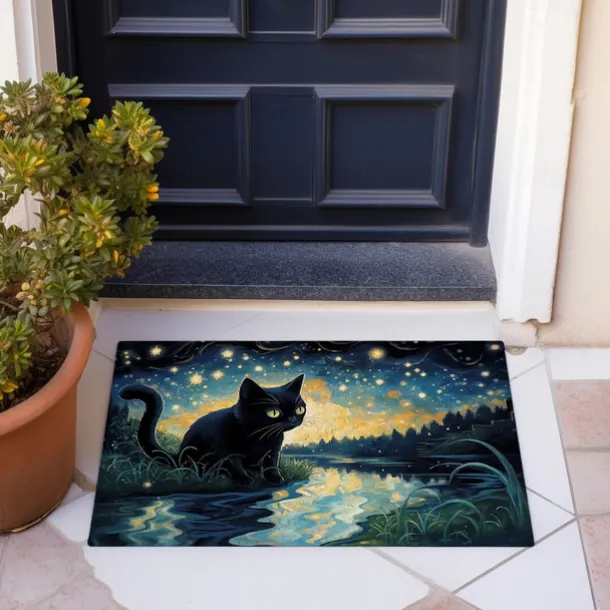 Painting Cat Doormat Floor Mats Washable Rugs Kitchen Mat Non-Slip Oil Proof Rug Indoor Outdoor Mat Bedroom Decor Bathroom Mat Entrance Rug