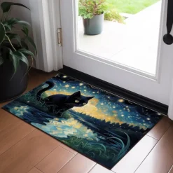 Painting Cat Doormat Floor Mats Washable Rugs Kitchen Mat Non-Slip Oil Proof Rug Indoor Outdoor Mat Bedroom Decor Bathroom Mat Entrance Rug