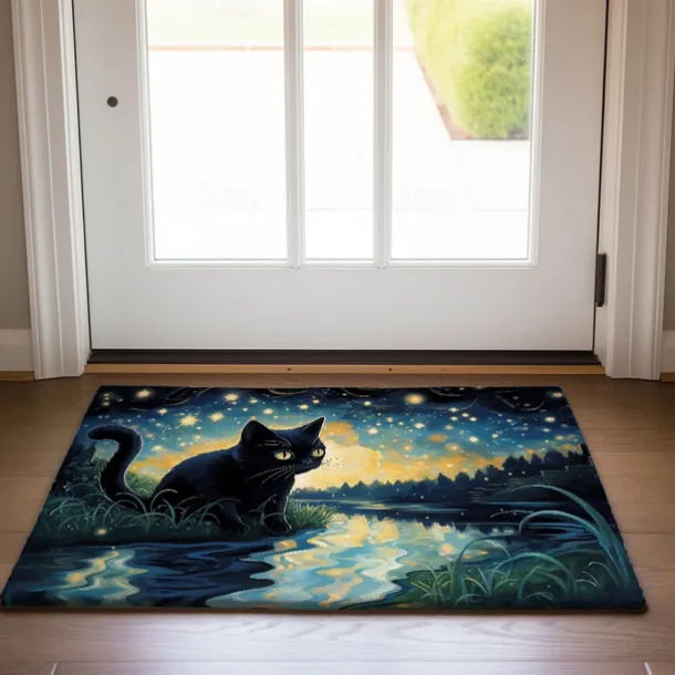 Painting Cat Doormat Floor Mats Washable Rugs Kitchen Mat Non-Slip Oil Proof Rug Indoor Outdoor Mat Bedroom Decor Bathroom Mat Entrance Rug
