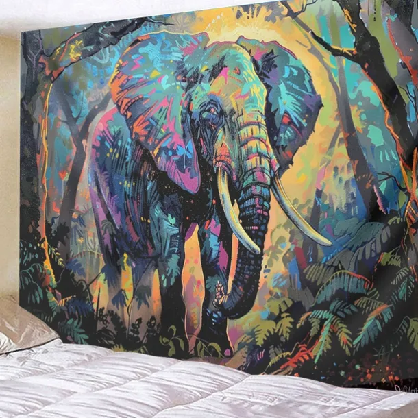 Painting Colorful Elephant Boho Hanging Tapestry Wall Art Large Tapestry Mural Decor Photograph Backdrop Blanket Curtain Home Bedroom Living Room Decoration