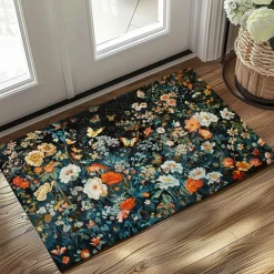 Painting Flowers Doormat Non-Slip Oil Proof Rug Indoor Outdoor Mat Bedroom Decor Bathroom Mat Entrance Rug Door Mat