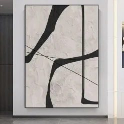 painting handmade Black and White abstract oil painting hand painted Wabi Sabi Abstract painting Wall Art Artwork Modern Abstract Oil Painting Geometric painting Wall Art for Home