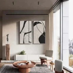 painting handmade Black and White abstract oil painting hand painted Wabi Sabi Abstract painting Wall Art Artwork Modern Abstract Oil Painting Geometric painting Wall Art for Home