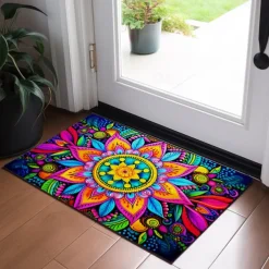 Painting Mandala Bohemian Doormat v Non-Slip Oil Proof Rug Indoor Outdoor Mat Bedroom Decor Bathroom Mat Entrance Rug