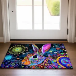 Painting Rabbit Easter Doormat Floor Mats Washable Rugs Kitchen Mat Non-Slip Oil Proof Rug Indoor Outdoor Mat Bedroom Decor Bathroom Mat Entrance Rug