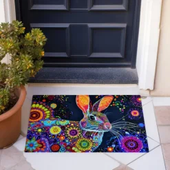 Painting Rabbit Easter Doormat Floor Mats Washable Rugs Kitchen Mat Non-Slip Oil Proof Rug Indoor Outdoor Mat Bedroom Decor Bathroom Mat Entrance Rug