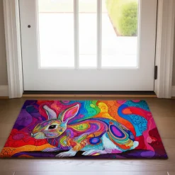 Painting Rabbit Easter Doormat Floor Mats Washable Rugs Kitchen Mat Non-Slip Oil Proof Rug Indoor Outdoor Mat Bedroom Decor Bathroom Mat Entrance Rug