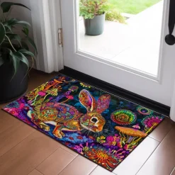 Painting Rabbit Easter Doormat Floor Mats Washable Rugs Kitchen Mat Non-Slip Oil Proof Rug Indoor Outdoor Mat Bedroom Decor Bathroom Mat Entrance Rug