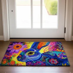 Painting Rabbit Easter Doormat Floor Mats Washable Rugs Kitchen Mat Non-Slip Oil Proof Rug Indoor Outdoor Mat Bedroom Decor Bathroom Mat Entrance Rug