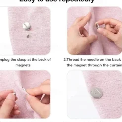 3pairs Magnetic Curtain Button Clip Detachable Magnet Buckle For Curtain Light Leakage Prevention Button No-punching Buckle Home Decor