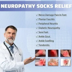 2pairs Neuropathy socks for Women and Men Ankle brace Socks and Tendonitis compression socks For Pain Relief and Plantar Fasciitis for women and man Ankle compression sleeve for ankle swelling