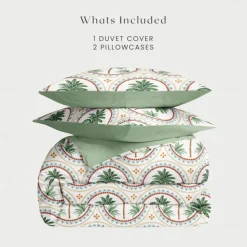 Palm Tree Duvet Cover Full Size Bedding Set Bed Sets Quilt Cover Soft Lightweight Comforter Cover with 2 Pillowcases for Summer Spring