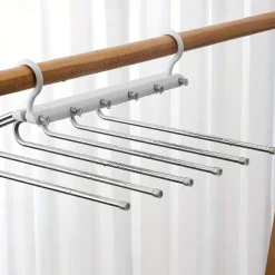 Pants Hangers Space Saving - 6 Tier Multifunctional Pant Rack Hanger for Hanging Pants,Jeans,Skirts,Scarf,Clothes - Closet Space Saver Organizer for Men Women - No Slip Magic Pants Hangers 1 Pack