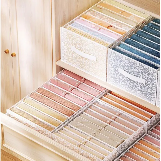 Pants Storage Box, Foldable Clothing Organizer, Wardrobe Clothes Finishing Box, Jeans Divided Sorting Box, Drawer Clothes Storage Box