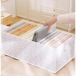 Pants Storage Box, Foldable Clothing Organizer, Wardrobe Clothes Finishing Box, Jeans Divided Sorting Box, Drawer Clothes Storage Box