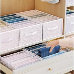 Pants Storage Box, Foldable Clothing Organizer, Wardrobe Clothes Finishing Box, Jeans Divided Sorting Box, Drawer Clothes Storage Box