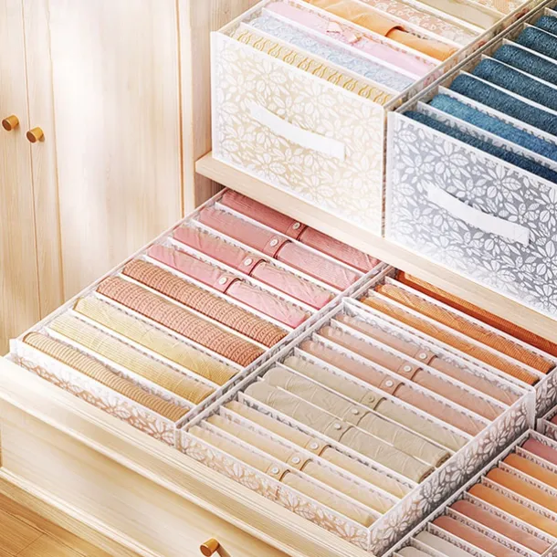 Pants Storage Box, Foldable Clothing Organizer, Wardrobe Clothes Finishing Box, Jeans Divided Sorting Box, Drawer Clothes Storage Box