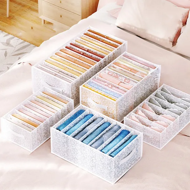 Pants Storage Box, Foldable Clothing Organizer, Wardrobe Clothes Finishing Box, Jeans Divided Sorting Box, Drawer Clothes Storage Box