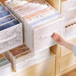 Pants Storage Box, Foldable Clothing Organizer, Wardrobe Clothes Finishing Box, Jeans Divided Sorting Box, Drawer Clothes Storage Box