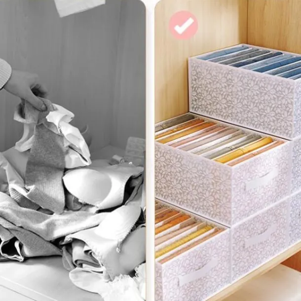 Pants Storage Box, Foldable Clothing Organizer, Wardrobe Clothes Finishing Box, Jeans Divided Sorting Box, Drawer Clothes Storage Box