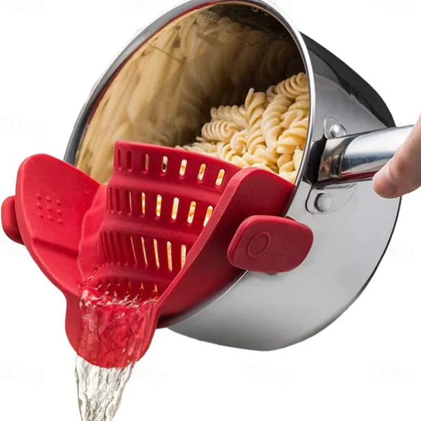 Pasta Strainer for Kitchen, Pot Strainer Clip on Strainer Colander Silicone and Colanders for Spaghetti Noodle Food Pan