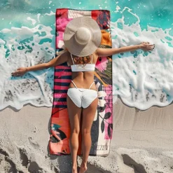 Patchwork Floral Beach Towel,Beach Towels for Travel, Quick Dry Towel for Swimmers Sand Proof Beach Towels for Women Men Girls Kids, Cool Pool Towels Beach Accessories Absorbent Towel