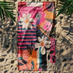 Patchwork Floral Beach Towel,Beach Towels for Travel, Quick Dry Towel for Swimmers Sand Proof Beach Towels for Women Men Girls Kids, Cool Pool Towels Beach Accessories Absorbent Towel