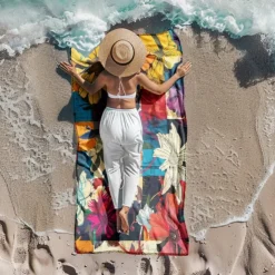 Patchwork Floral Beach Towel,Beach Towels for Travel, Quick Dry Towel for Swimmers Sand Proof Beach Towels for Women Men Girls Kids, Cool Pool Towels Beach Accessories Absorbent Towel