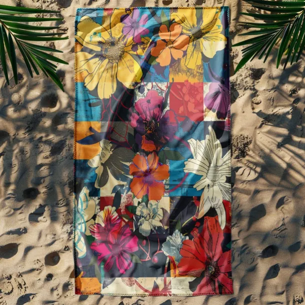 Patchwork Floral Beach Towel,Beach Towels for Travel, Quick Dry Towel for Swimmers Sand Proof Beach Towels for Women Men Girls Kids, Cool Pool Towels Beach Accessories Absorbent Towel