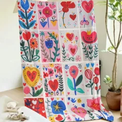 Patchwork Heart Pattern Throws Blanket Flannel Throw Blankets Warm All Seasons Gifts Big Blanket