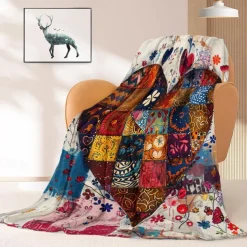 Patchwork Heart Pattern Throws Blanket Flannel Throw Blankets Warm All Seasons Gifts Big Blanket