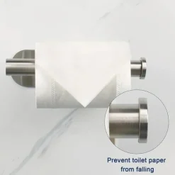 1pc Adhesive Toilet Paper Holder - Self Adhesive Black Toilet Paper Roll Holder Wall Mount For Bathroom And Kitchen, SUS-304 Stainless Steel