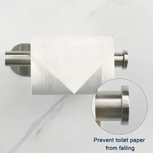 1pc Adhesive Toilet Paper Holder - Self Adhesive Black Toilet Paper Roll Holder Wall Mount For Bathroom And Kitchen, SUS-304 Stainless Steel