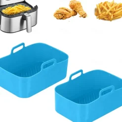 1pc Air Fryer Basket, Air Fryer Silicone Pot, Air Fryer, Oven Liner with Handles, Fryer, Ovens, Microwaves, Dishwasher Safe