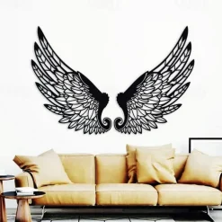 1pc Angel Wings Metal Wall Art Outdoor Decor Rust Proof Wall Sculpture Ideal For Garden, Home, Farmhouse, Patio And Bedroom