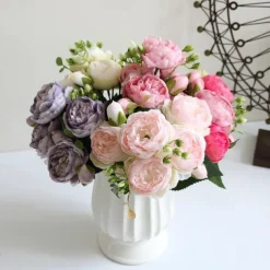 1pc Artificial Flower Stem, Silk Peony, Artificial Flowers Bouquet, Fake Flowers For Home Wedding Decoration Mother's Day Gifts Birthday Gifts