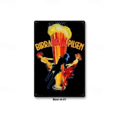 1pc Bar Metal Tin Sign Beer Tin Sign Vintage Bar Club Signs Wall Decor, Painting Wall Hanging for Home Decor Wall Art Metal Tin Sign 20x30cm/8''x12''