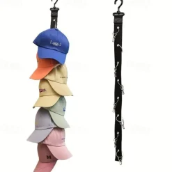 1pc Baseball Cap Storage organizer with clips, Eight Clips, Can Hold 16 Hats Hat Rack, Hat Storage Hook Rack