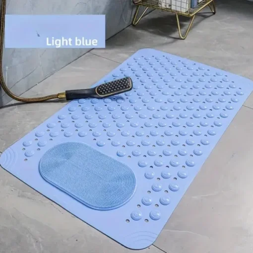 1pc Bathroom Rubber Non-slip Mat - Shower Foot Mat With Draining Holes & Suction Cups - For Bathroom Kitchen Laundry & Bedroom - Suitable for Wet Surfaces - Perfect Gift for Housewarming