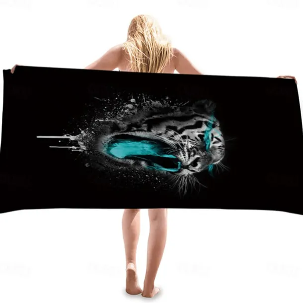 1PC Beach Swimming Towels Tiger Lion Wolf Cartoon Animal Pattern Printing Folded Quick-Dry Soft Towels Home Decor Travel