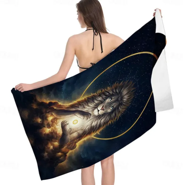 1PC Beach Swimming Towels Tiger Lion Wolf Cartoon Animal Pattern Printing Folded Quick-Dry Soft Towels Home Decor Travel