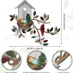 1pc Bird's Nest Metal Wall Art Outdoor Decor Rust Proof Wall Sculpture Ideal For Garden, Home, Farmhouse, Patio And Bedroom