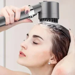 1pc Black Pressurized Handheld Shower Head, 3 Modes Adjustable Water Output Shower Head, Round Massage Shower Head, Bathroom Hardware, Bathroom Accessories