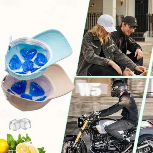 1pc Blue PVC Gel Ice Pack for Helmets & Hats - Portable Cooling Gel Pouch with Adjustable Strap, Reusable Ice Pack for Outdoor Sports, Hiking, Travel - Fit for All Ages