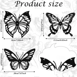 1pc Butterfly Metal Wall Decor, Black Dragonfly Hummingbird Butterfly Metal Wall Art Hanging Wall Decor, Suitable For Modern Farmhouse Rustic Home Living Room Bathroom Indoor Outdoor Decor, Home Decor