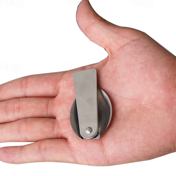 1Pc Camping Outdoor Stainless Steel Folding Spoon, Compact, Lightweight, Durable, Ideal for Hiking, Backpacking, and Camping, Easy to Carry and Use